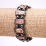 Brățară hematit cu icoane «Maica Domnului și Mântuitorul» pe elastic, zale de 18×10 mm (cu defect)