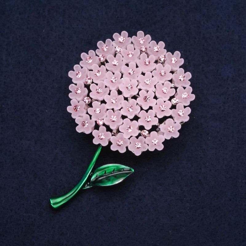 Broșă floare «Hortensie roză» 60x40 mm