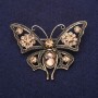 Broșă fluture cu cristale de culoare șampanie, 54×40 mm, metal galben