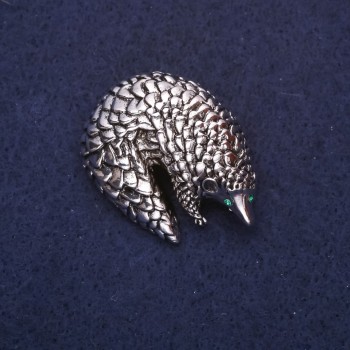 Broșă Pangolin 38×28 mm, metal argintiu