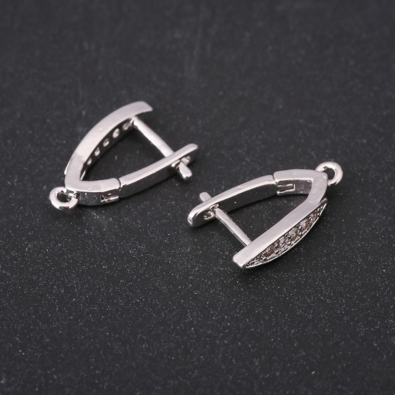 Știfturi pentru cercei cu strasuri 19×4 mm, metal argintiu, preț pentru pereche