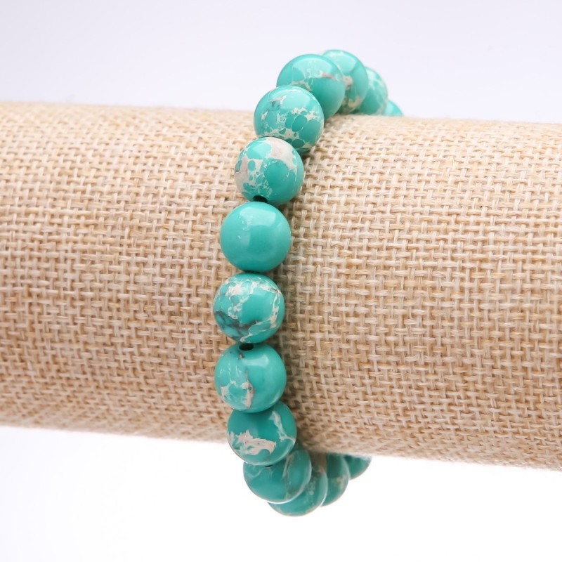 Brățară «Varisit» (presat) cu mărgele verzi netede, diametrul 10 mm, lungimea 18 cm, pe elastic