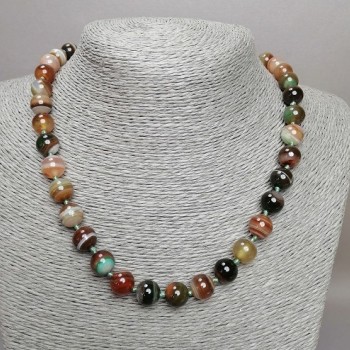 Colier cu bile din agat, sferice, diametru 10 mm, lungime 45 cm