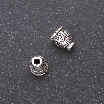 Furnitură – capac pentru mărgele, 9×7×4 mm, diametru interior 2,5–4 mm, ambalare 20 g (24+ buc.) Culoare: argintiu metal
