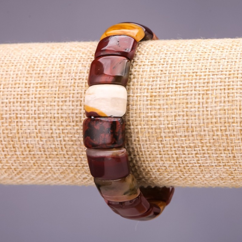 Brățară din jasper mokaite, zale de 16×11 mm, lungime 18 cm pe elastic
