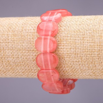 Brățară cu turmalină pepene, zale 18×14 mm, lungime 18 cm pe elastic