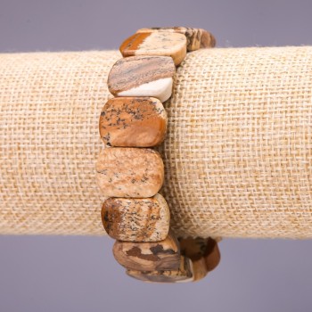 Brățară din jasper peisaj, zale 18x14 mm, lungime 18 cm, pe elastic