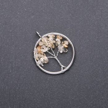 Кулон "Дерево щастя" Цитрин, діаметр 30мм