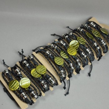 Brățări din piele ecologică «Gheare» cu reglaj prin șiret, set de 12 buc.