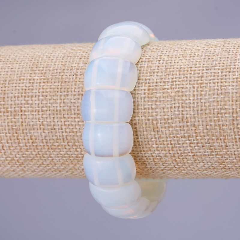 Brățară lanț cu piatră lunară, 12×20 mm (±), pe elastic