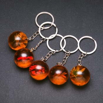 Breloc cu flori în rășină, asortate, lungime 9 cm (preț pentru 1 bucată)