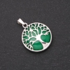 Pandantiv din chrysoprază naturală în montură «Copac», diametrul 27 mm