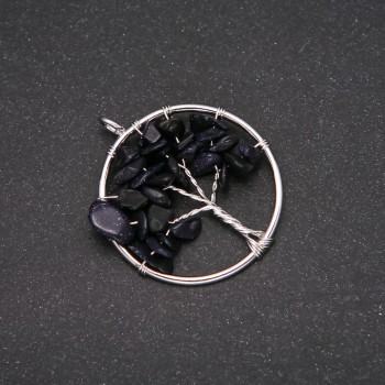 Pandantiv «Copacul norocului» din aventurin Nisip Albastru Noaptea Cairo, diametrul de 30 mm