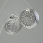 Cercei buton Col, cu pietre albe, metal placat cu argint, 2 cm