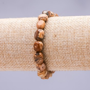 Brățară pe elastic din jasp peisaj, șlefuită 8x10 mm (±)