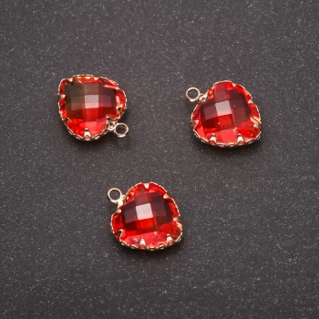 Pandantiv «Inimă» culoare portocaliu-galbenă, montură aurie 12x15 mm