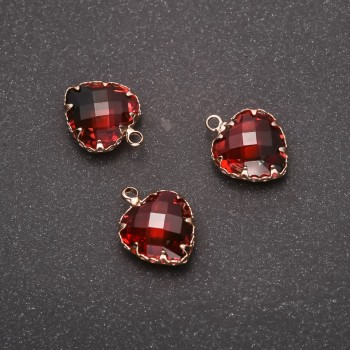 Pandantiv «Inimă» culoare roșu-verde, ramă aurie 12×15 mm