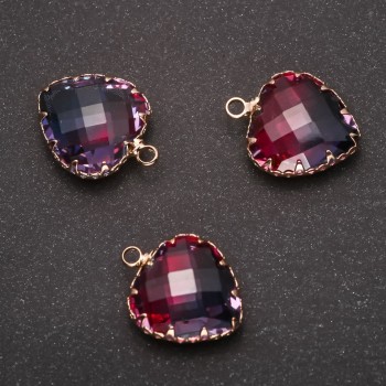 Pandantiv „Inimă” în nuanță roșu-zmeură-albastru, ramă aurie 16x20 mm