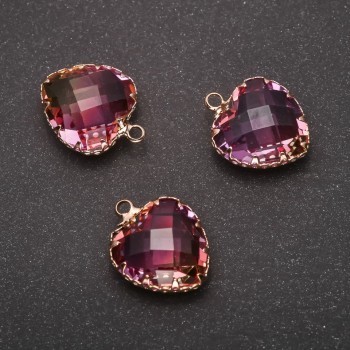 Pandantiv «Inimă», culoare roz-galbenă, ramă aurie 16x20 mm