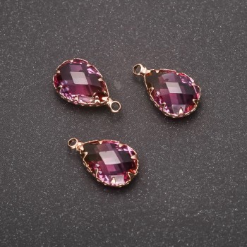 Pandantiv „Picătură” culoare galben-vișiniu, montură aurie 10×17mm