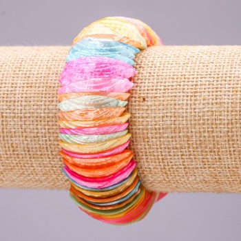 Браслет Перламутр "Різнобарвний" 28х10 (+-) мм, довжина 18см на резинці