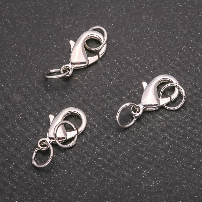 Furnitură închizătoare carabină 8×15 mm, metal argintiu