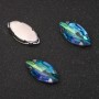 Preț pentru pachet / 10 buc. Cristal cusut în cap metalic oval 9x18mm verde-albastru