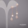 Сережки Xuping з білими каменями та перлами Майорка 10х46мм Позолота 18К