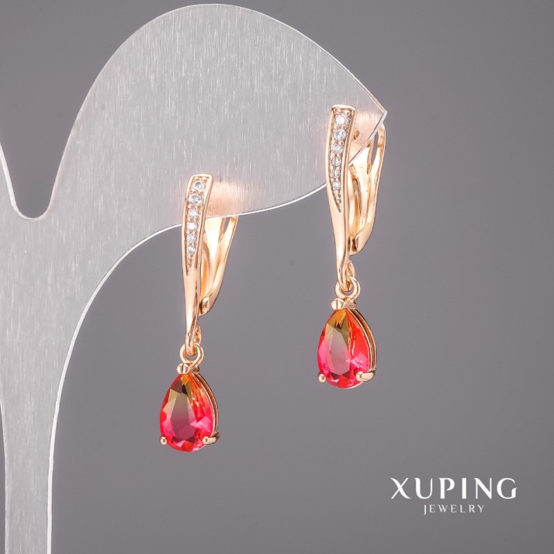 Cercei Xuping cu efect cameleon, 6x30 mm, placare cu aur 18K