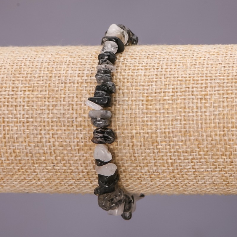 Brățară pe elastic cu cuarț rutilit, fragmente mici, diametru 7 mm (+/-), lungime 18 cm