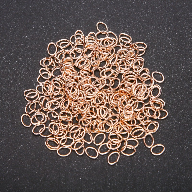 Inel conector oval, dimensiuni 5x7 mm, pachet de 20 g, culoare aurie
