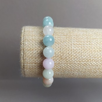 Brățară din Morganit natural, bile netede, diametru 10 mm, circumferință elastică de 18 cm