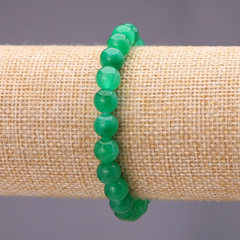 Brățară din crizopaz artificial, bile netede, diametrul aproximativ de 8 mm, pe elastic, circumferința aproximativă a încheieturii 18 cm