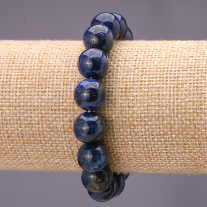 Brățară din lazurit natural, mărgele netede, diametru aproximativ 12 mm, pe elastic, lungime 18 cm