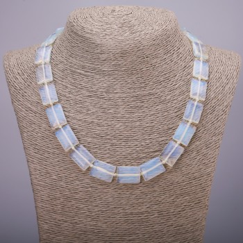 Colier din piatră lunară dreptunghiular, 45 cm