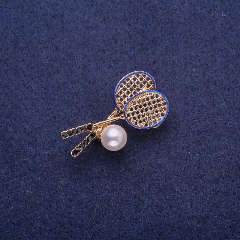 Broșă «Rachete cu perlă» (artificială), metal auriu 18×33 mm