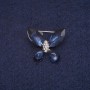 Broșă fluture cu cristale, metal argintiu 20x23 mm
