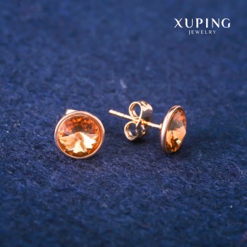 Cercei stud Xuping cu cristale Swarovski, diametru 10 mm, placare cu aur 18K