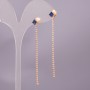 Cercei Xuping cu piatră albastră 6x65 mm, placare cu aur 18K