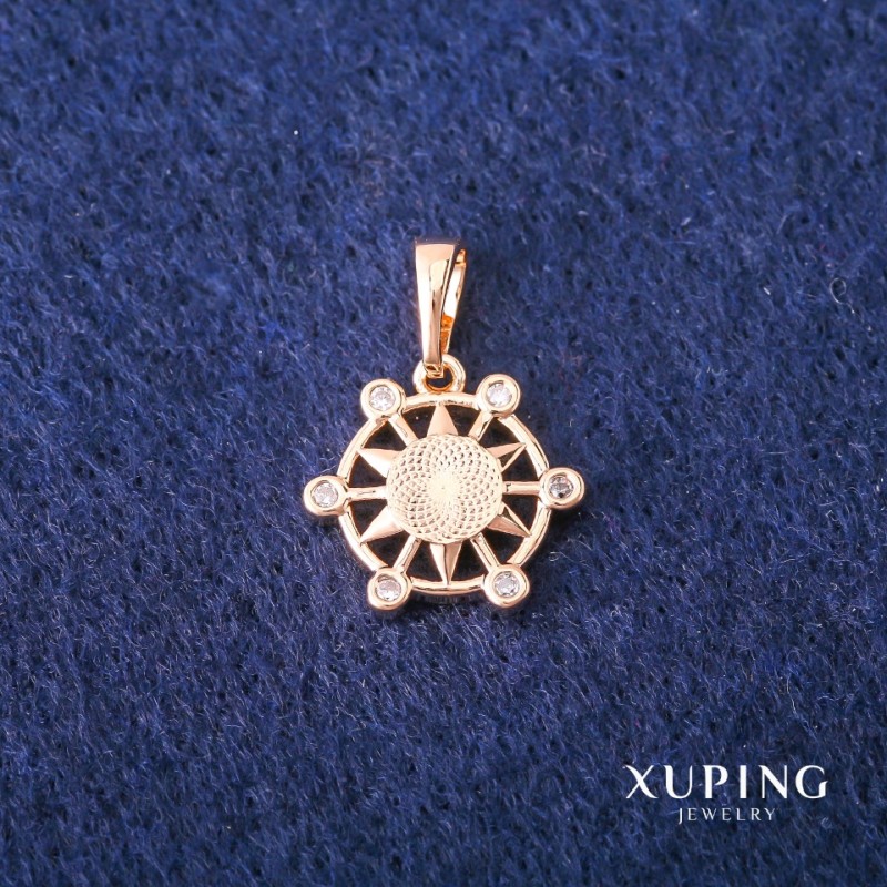 Pandantiv Xuping cu pietre albe 14x19 mm, placare cu aur 18K