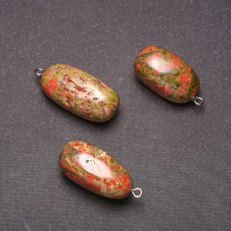 Pandantiv din piatră jasper heliotrop 38×18 mm