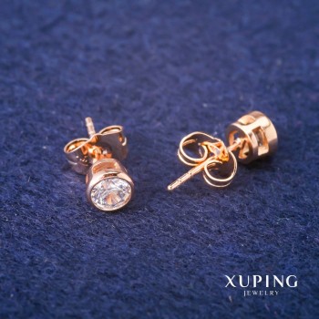 Cercei Xuping cu placare aur 18K, cercei cu știft, bilă de 6 mm