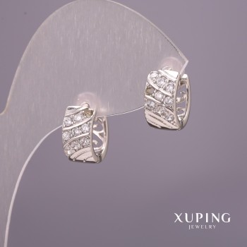 Cercei Xuping rodiu cu pietre albe 6x12 mm