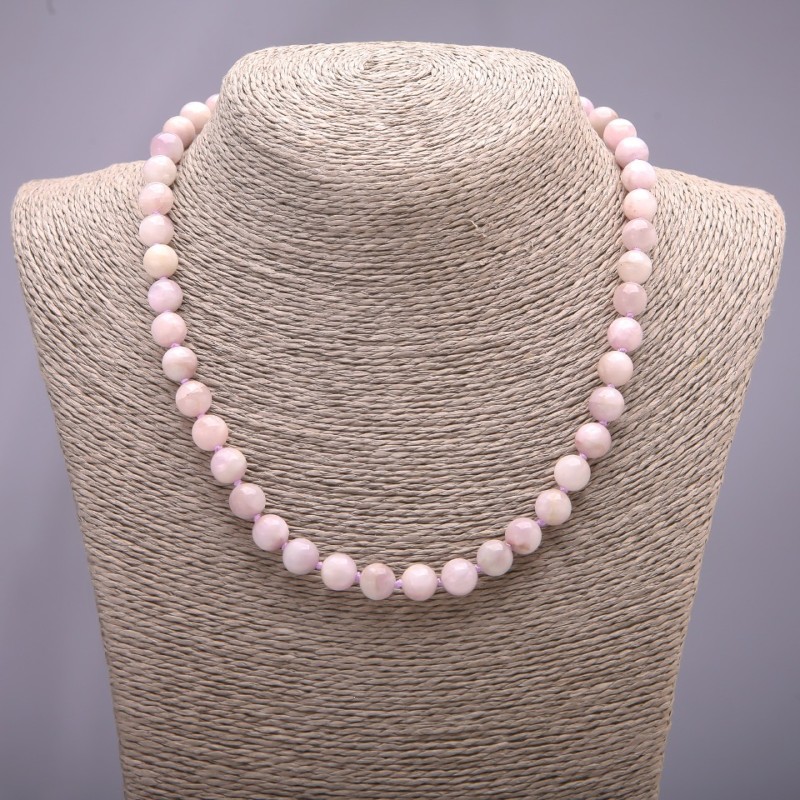 Colier din kunzit natural, mărgele netede, diametrul 8 mm (+/-), lungime 45 cm