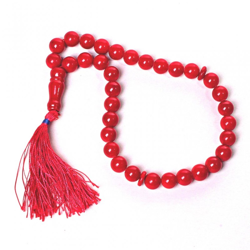 Mala din coral, mărgele de 12 mm, lungime 30 cm