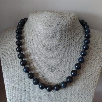 Colier din piatră naturală Ochi de șoim, bile netede, diametrul de aproximativ 10 mm, lungime 45 cm