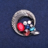 Reducere! Diademă circulară cu strasuri, se împletesc într'o compoziție frumoasă, metal închis 45×50 mm
