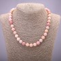 Colier din opal Roz natural, bile netede, diametrul 10 mm (±), lungime 45 cm