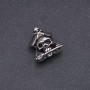 Inserție pentru mărgele, grosime din oțel, în stil Pandora, Craniu pirat 17x22 mm, diametrul interior 8 mm, metal argintiu