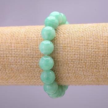 Brățară din jad natural birman, jadeit birman, mărgele netede, diametrul aproximativ 12 mm, pe elastic, lungime 18 cm